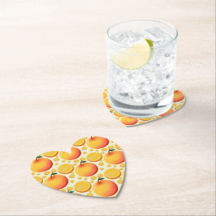 Levendig 3D glanzend oranje en mandarijn fruit  Kartonnen Onderzetters