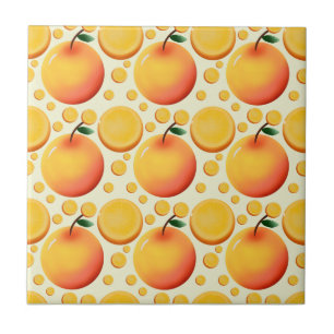 Levendig 3D glanzend oranje en mandarijn fruit  Tegeltje