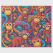 Levendig 3D Monkeys Wrapping Paper - Levendig en S Cadeaupapier (Vlak)