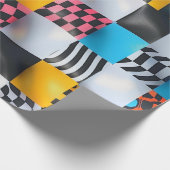 Levendig 3D schaakbord – Speelse Retro Pop Cadeaupapier (Hoek)