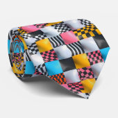 Levendig 3D Schaakbord – Speelse Retro Pop Stropdas (Opgerold)