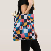 Levendig 3D Stof Rimpel Schachbrett Patroon Tote Bag (Dichtbij)