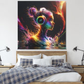 Levendig 3D-waterschilderij met wervelende patrone Canvas Afdruk (Insitu (Slaapkamer))