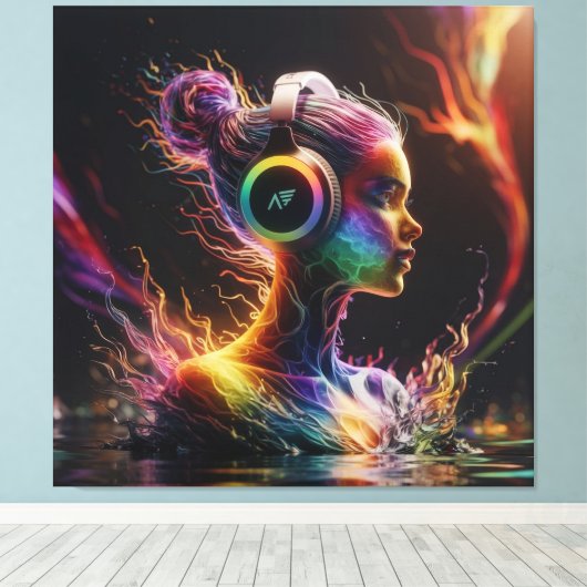 Levendig 3D-waterschilderij met wervelende patrone Canvas Afdruk (Insitu (Houten vloer))