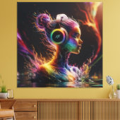 Levendig 3D-waterschilderij met wervelende patrone Canvas Afdruk (Insitu (Woonkamer))