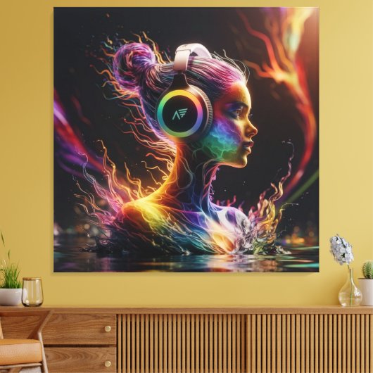 Levendig 3D-waterschilderij met wervelende patrone Canvas Afdruk (Insitu (Woonkamer))