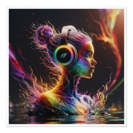 Levendig 3D-waterschilderij met wervelende patrone Foto Afdruk (Voorkant)