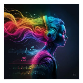 Levendig 3D-waterschilderij met wervelende patrone Perfect Poster