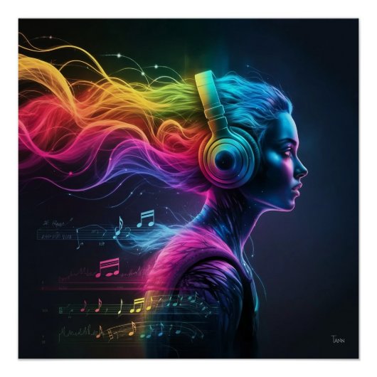 Levendig 3D-waterschilderij met wervelende patrone Perfect Poster (Voorkant)