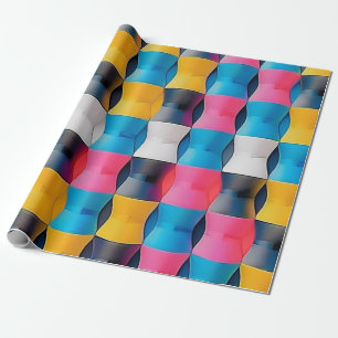 Levendig 3D-Zandlopermodel Geometrisch Patroon Cadeaupapier
