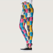 Levendig 3D-Zandlopermodel Geometrisch Patroon Leggings (Links)