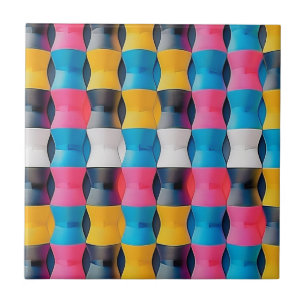 Levendig 3D-Zandlopermotief Geometrisch Patroon Tegeltje