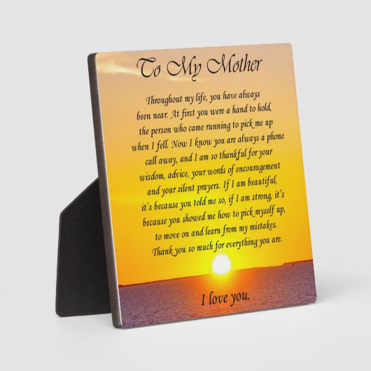 Levendig "aan mijn moeder" Dank je gedicht Plaque Fotoplaat (Voorkant)