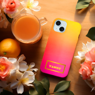 Levendig Aanpasbare Ombre Roze Geel en Oranje iPhone 15 Case