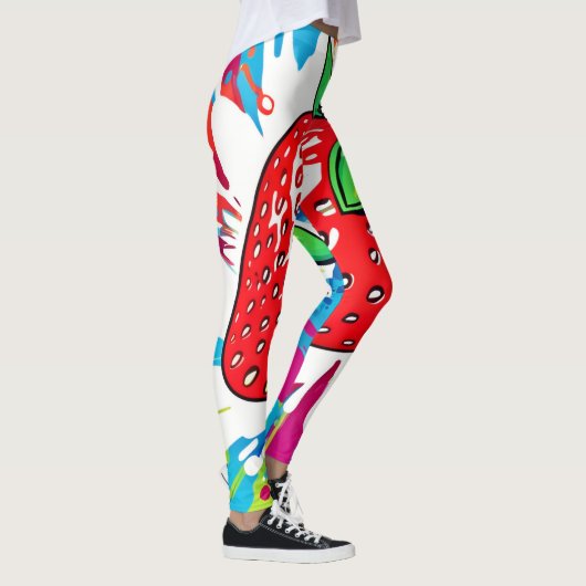Levendig aardbeienkunstwerk leggings (Rechts)