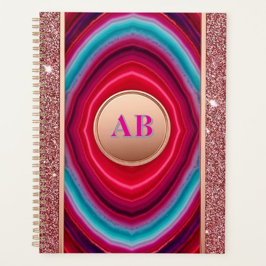 Levendig Abstract Agaten Patroon met Glitterende Planner (Voorkant)