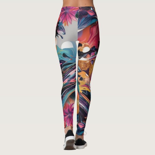 Levendig Abstract all-over-print T-shirt ontwerp Leggings (Achterkant)