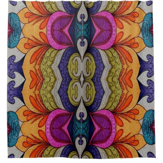 Levendig Abstract Bloem Fusion Patroon Douchegordijn (Voorkant)