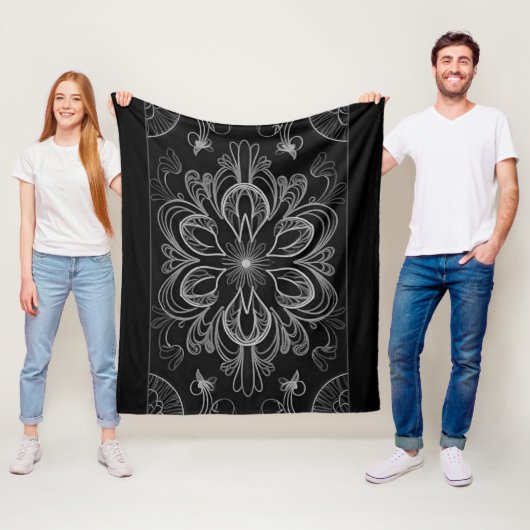 Levendig Abstract bloemgrijs Fleece Deken (In situ)