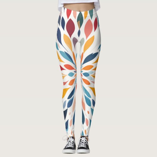 Levendig Abstract Bloemig Barstpatroon Leggings (Voorkant)