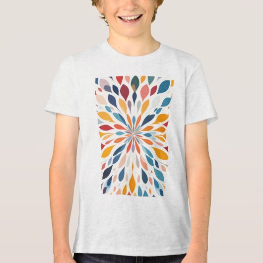 Levendig Abstract Bloemig Barstpatroon Tri-Blend Shirt (Voorkant)