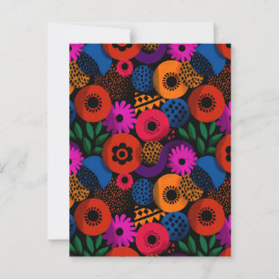 Levendig Abstract bloemig en geometrisch patroon Briefkaart