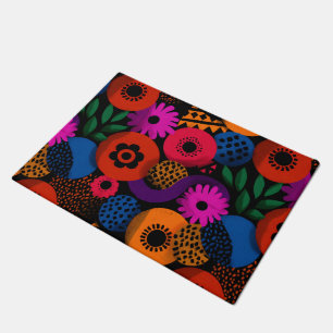 Levendig Abstract bloemig en geometrisch patroon Deurmat
