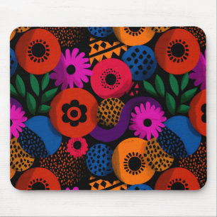 Levendig Abstract bloemig en geometrisch patroon Muismat