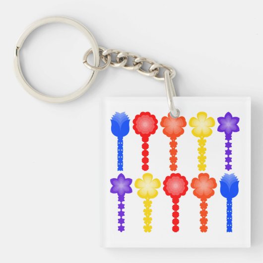 Levendig Abstract Bloemmotief Sleutelhanger (voorkant)