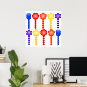Levendig Abstract Bloemmotief Vierkant Poster (Thuiskantoor)