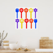 Levendig Abstract Bloemmotief Vierkant Poster (Keuken)