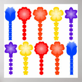 Levendig Abstract Bloemmotief Vierkant Poster