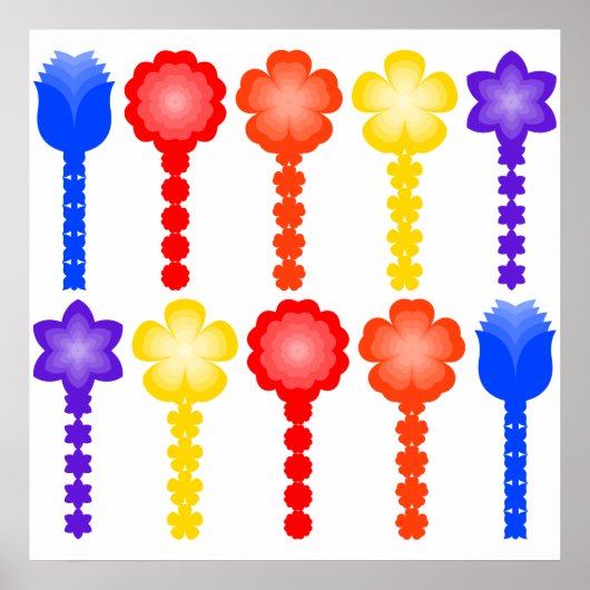 Levendig Abstract Bloemmotief Vierkant Poster (Voorkant)