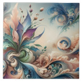 Levendig Abstract bloemontwerp in zachte kleuren Tegeltje (Voorkant)