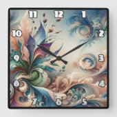 Levendig Abstract bloemontwerp in zachte kleuren Vierkante Klok (Voorkant)