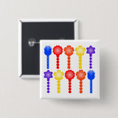Levendig Abstract Bloempatroon Knop Vierkante Button 5,1 Cm (Voorkant /achterkant)