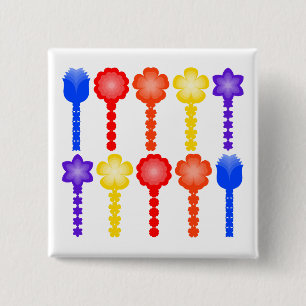 Levendig Abstract Bloempatroon Knop Vierkante Button 5,1 Cm