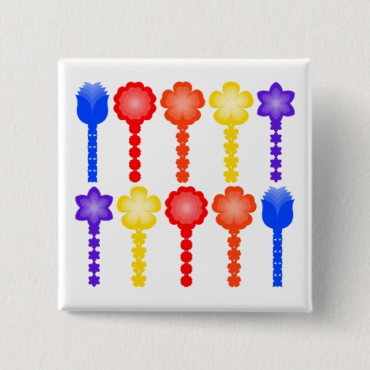 Levendig Abstract Bloempatroon Knop Vierkante Button 5,1 Cm (Voorkant)