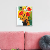 levendig abstract bloemstuk stilstaand gewas canvas afdruk (Insitu (Woonkamer))