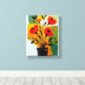 levendig abstract bloemstuk stilstaand gewas canvas afdruk (Insitu (Houten vloer))