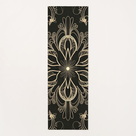 Levendig Abstract bloemzwart en goud Yogamat (Voorkant)