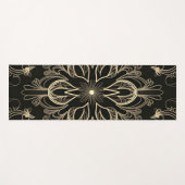 Levendig Abstract bloemzwart en goud Yogamat (Voorkant (horizontaal))