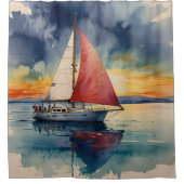Levendig Abstract Boat Art Artistic Design Douchegordijn (Voorkant)