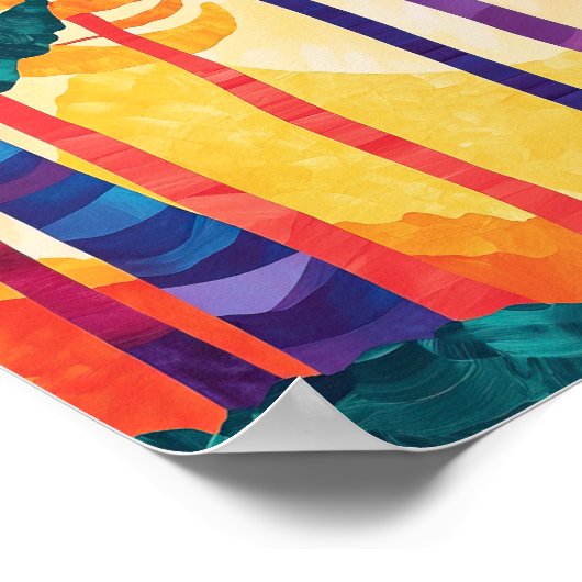 Levendig Abstract Bos Sunset Poster Wall Art (Hoek)