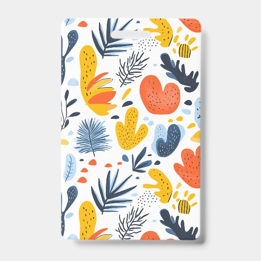 Levendig Abstract Botanisch Patroon Badge (Voorzijde)