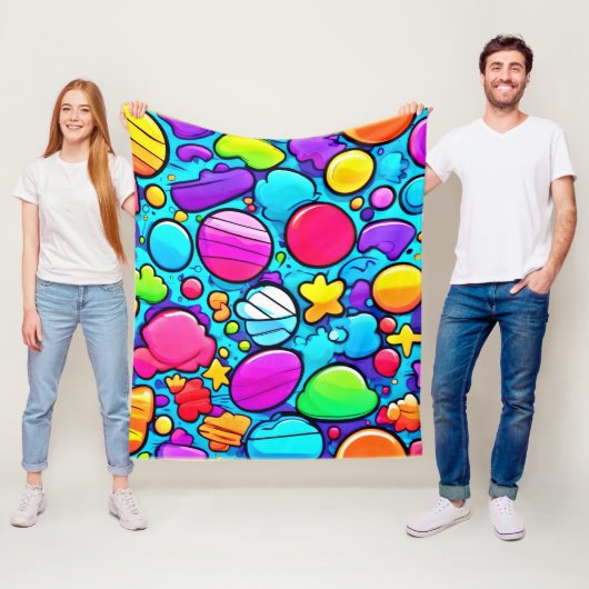 Levendig Abstract Candyland Fleece Deken (In situ)