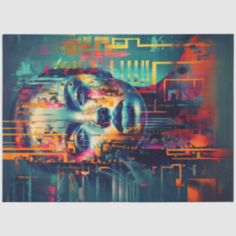 Levendig Abstract Chaotisch Portret Lady Decoupage Tissuepapier