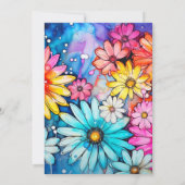 Levendig Abstract Daisy Flowers verjaardagsfeestje Kaart (Achterkant)