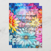 Levendig Abstract Daisy Flowers verjaardagsfeestje Kaart (Voorkant / Achterkant)