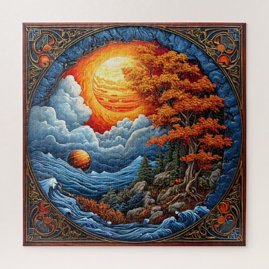 Levendig Abstract Fantasielandschap Legpuzzel (Verticaal)